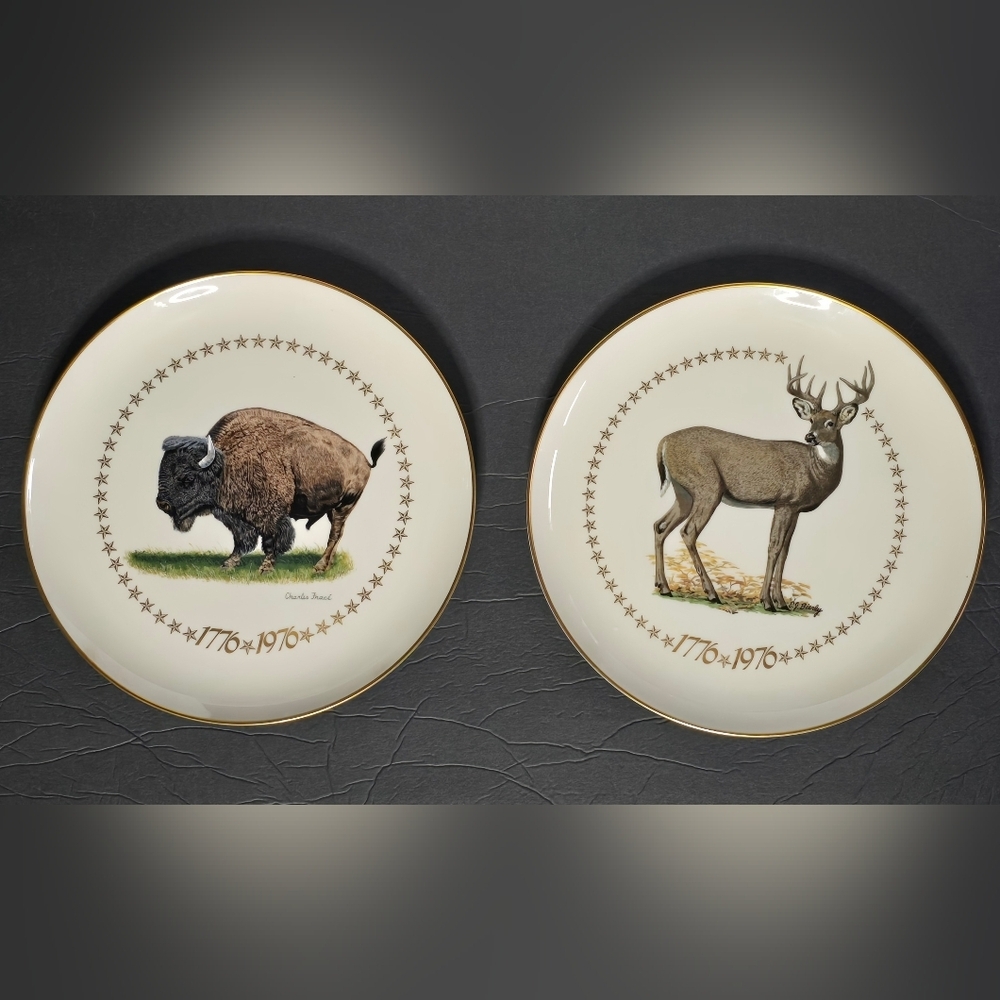 2 Vintage American Bison and White Tailed Deer Ghent Collection Limited Edition